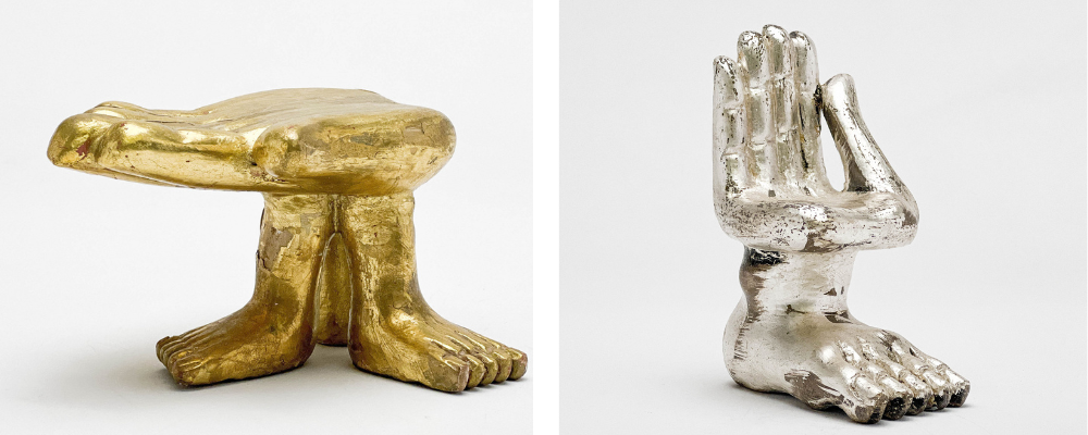 From left: Lot 125, Hand Foot Table (Miniature); Lot 127, Hand Foot Chair (Miniature)