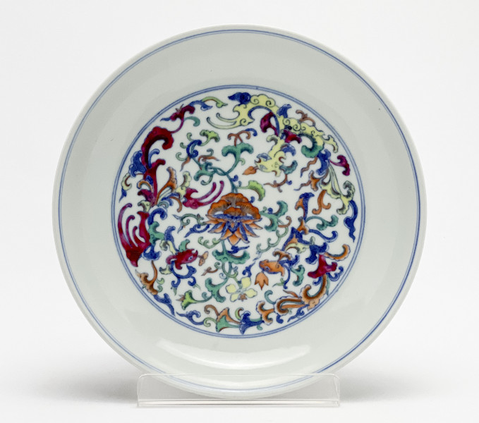 Lot 2, Chinese Porcelain Doucai 'Lotus' Dish, Daoguang mark and period