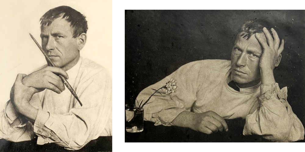 From left: Hugo Erfurth, Portrait of Otto Dix with Paintbrush (1929), sold for $13,750; Hugo Erfurth Portrait of Otto Dix with Flower (1929), sold for $20,000