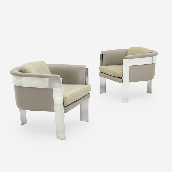 Lot 143 | Milo Baughman, Barrel Back Lounge Chairs, Pair
