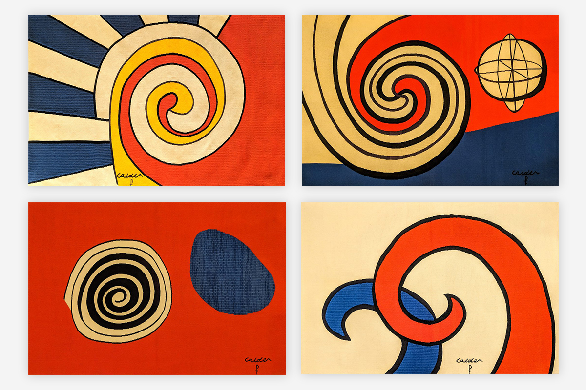 clockwise from top left: Trois Spirales, Le Sphere et Les, Spirales, Les Vagues, La Tache Bleue