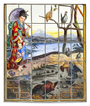 Image for Lot Joseph Vantillard - Japonisme Window Panel