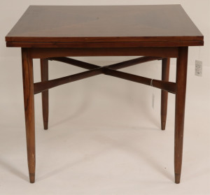 Image for Lot Mid Century Brass Inlaid Extension Dining Table