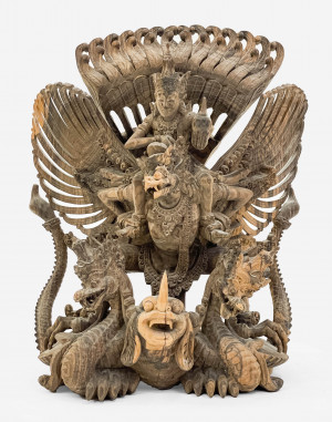 Image for Lot Indonesian Carved Wood Figure of Garuda
