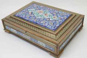 Image for Lot Indian Floral Enamel and Gilt Decorated Box