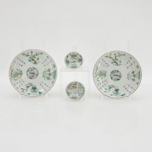 Image for Lot Group 4 Chinese Famille Vert Plates, 19th c