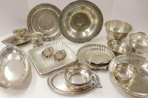 Image for Lot 16 Sterling Silver bowls, trays, creamer & sugars
