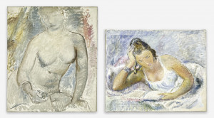 Image for Lot Clara Klinghoffer - Young Woman Reading in Bed / Nude of Young Woman, Unfinished (2 Works)