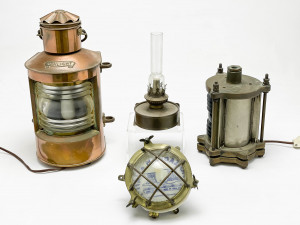 Image for Lot Ship's Lantern and Other Ship Lights, Group of 4