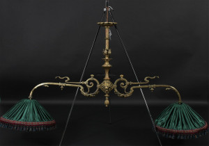 Image for Lot Renaissance Revival Brass Billiards Chandelier