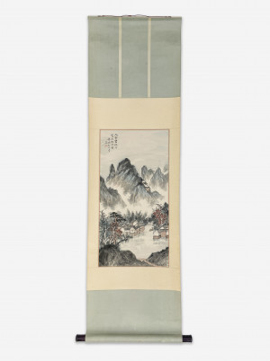 Image for Lot Wang Zizhen - Chinese Hanging Scroll Painting, Ink on Paper, Landscape