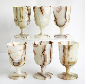 Image for Lot Set of Six Banded Onyx Goblets