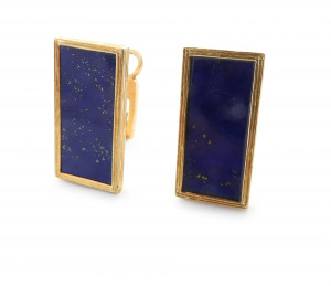 Image for Lot Pair of 18k and Lapis Earrings