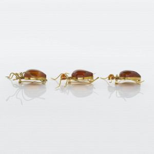 Image for Lot Set of Three Amber &amp; Gold Ants
