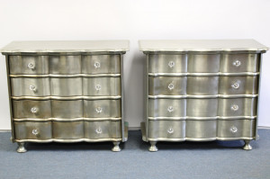 Image for Lot Pr Contemporary Four Drawer Metal Veneer Dressers