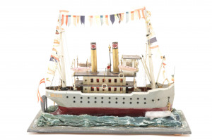 Image for Lot Folk Art Steamboat Diorama 'Eduard'
