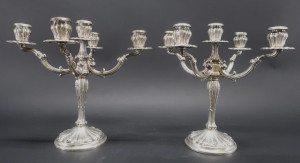 Image for Lot Pair Continental .800 Silver 5 Light Candelabra