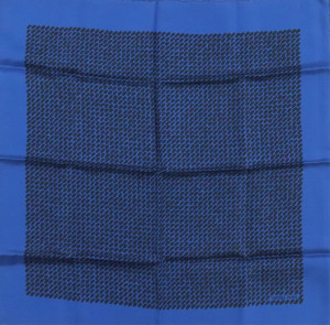 Image for Lot Hermes Silk Pocketsquare Blue and Black Dots