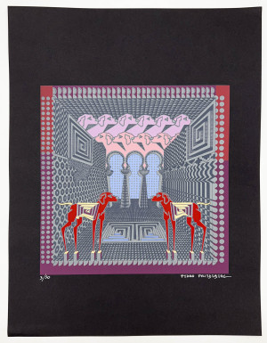 Image for Lot Pedro Friedeberg - Untitled (Architectural Dogs)