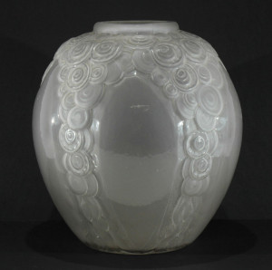 Image for Lot A. Hunnebelle - Molded Frosted Glass Vase, 1930