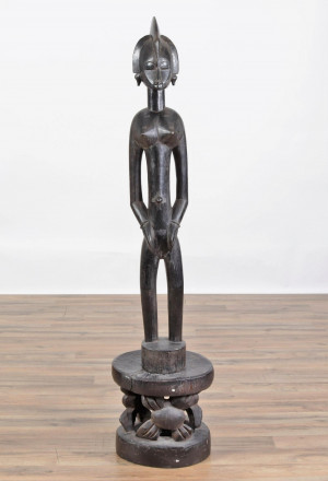 Image for Lot Carved Female Ancestor Figure on Stand