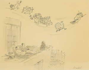 Image for Lot Frank Modell, Cartoon, marker,ink on paper