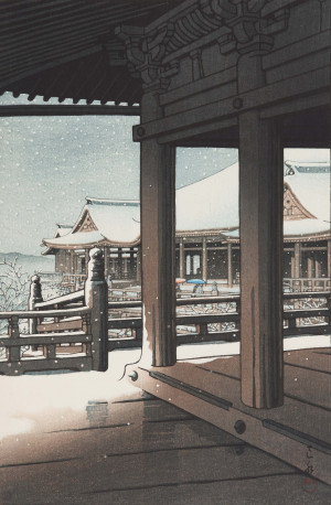 Image for Lot Hasui Kawase - Snow Fall at Kiyomizu Temple, Kyoto