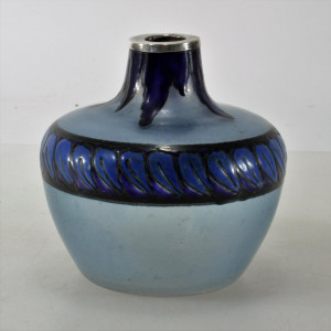 Image for Lot Leune - Metal Mounted Enameled Glass Vase