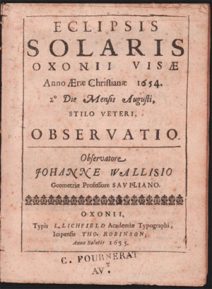 Image for Lot John WALLIS Eclipsis Solaris Oxonii Visae. 1655