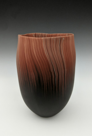 Image for Lot Thomas Hoadley - Orange and black vase
