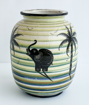 Image for Lot Rometti Ceramiche - Vase 'Deserto con Elefanti con Piramidi'