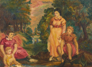 Image for Lot Glen Ranney - Three Women and A Child
