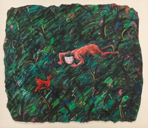 Image for Lot Tony W. H. Wong - Untitled (Figure and Red Bird)