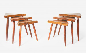 Image for Lot George Nakashima - Amoeba nesting tables, two sets of three