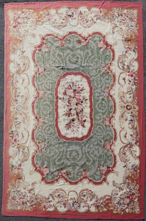 Image for Lot French Style Needlepoint Wool Rug 11-9 x 18