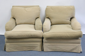 Image for Lot Pair Contemporary Club Chairs, Near New Upholstery