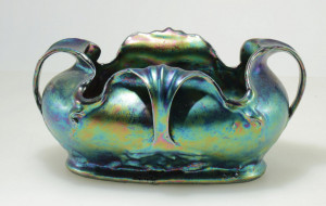 Image for Lot Heliosine Austrian Iridescent Pottery Bowl