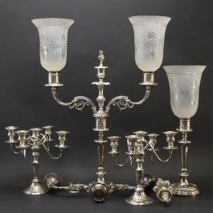 Image for Lot 2 Prs Georgian Style Silverplate Candelabra