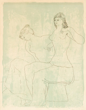 Image for Lot Unknown Artist - Print of Two Seated Nudes in Classical Style