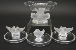 Image for Lot Lalique Nogent Bowl Pinson and Lovebird Ring Tray