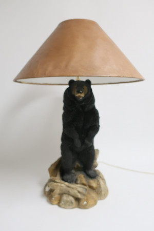 Image for Lot Standing Painted Ceramic Bear as Table Lamp