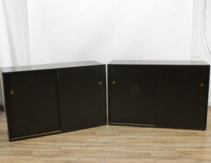 Image for Lot 2 Widdicomb Black Painted Sliding Door Dressers