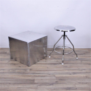 Image for Lot Blickman Metal Stool & Aluminum Cube Table