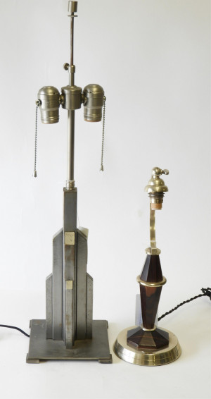 Image for Lot 2 Art Deco Metal & Rosewood Lamps, circa 1950