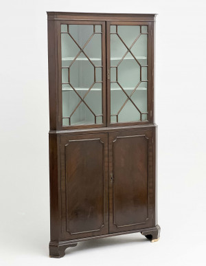 Image for Lot Chippendale Style Corner China Cabinet