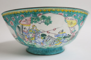Image for Lot Large Chinese Peking Enamel Bowl