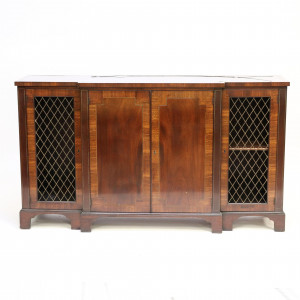 Image for Lot Regency Style Brass Inlaid Mahogany Side Cabinet