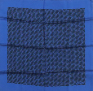 Image for Lot Hermes Silk Pocketsquare - Blue and Black Dots