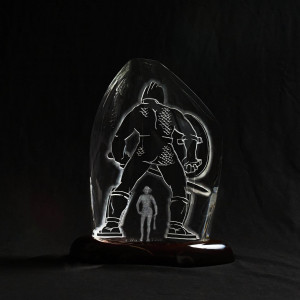 Image for Lot Don Wier for Steuben Glass - David and Goliath Sculpture