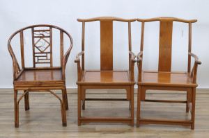 Image for Lot Pair of Yokeback Armchairs Bamboo Armchair